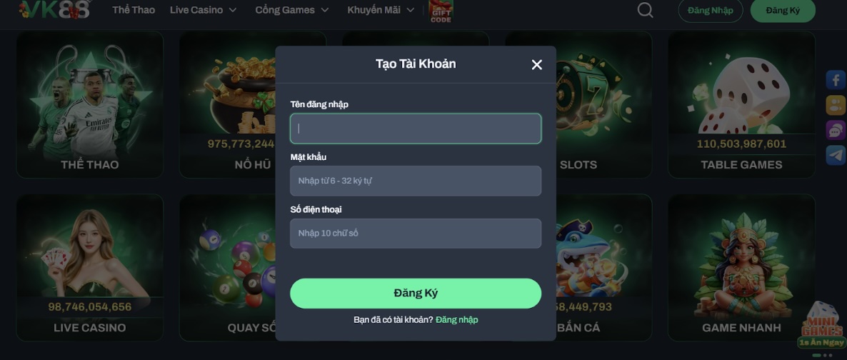 Hướng dẫn đăng ký tài khoản VK88 cho người mới