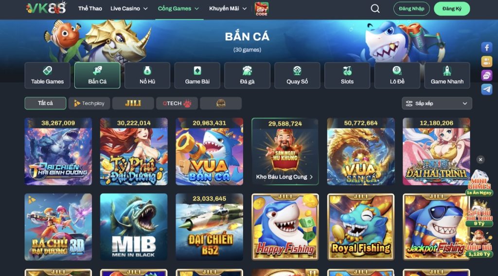 Lý giải sức hút của sảnh game bắn cá tại VK88