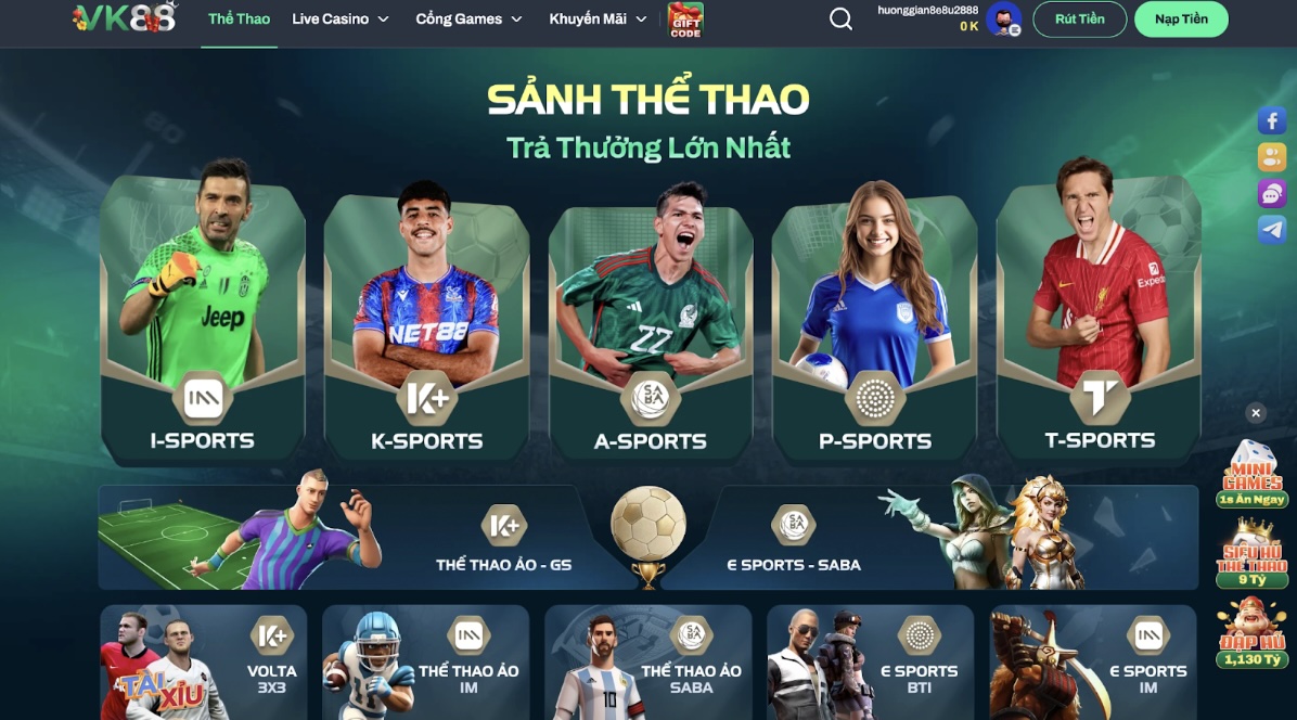 Những điểm mạnh vượt trội của sảnh thể thao tại VK88