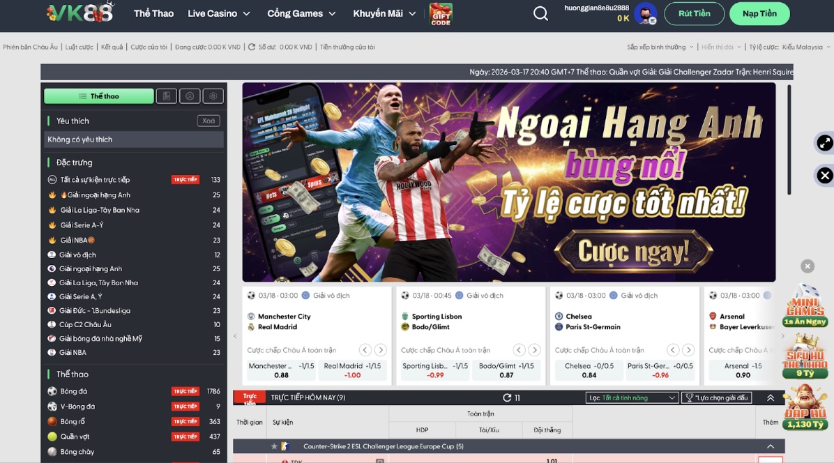 Những môn thể thao được tham gia nhiều nhất VK88