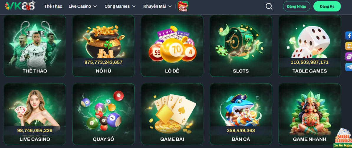 Top sảnh cá cược hàng đầu trên nhà cái VK88